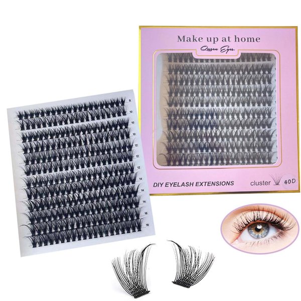 Queen Eyes. 40D False Eyelashes 240 Pieces Natural Black Individual Lash Extensions Reusable, Wispy and Natural look Lash Extensions (40D-8-16mm 240 MIX) (40D)