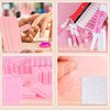 50 Set Press On Nail Tool Prep Kit for Nail Salon Business, Disposable Manicure Kit, Nail File, Buffer, Nail Glue, Prep Pad, Instruction Card, Adhesive Nail Tabs, Wood Stick, Packaging Bag (B-purple)
