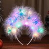 GORTIN Light up Snowflakes Headband LED Christmas Headband Glowing Feather Hair Band Xmas Holiday Party Costume Hair Accessories for Women and Girls