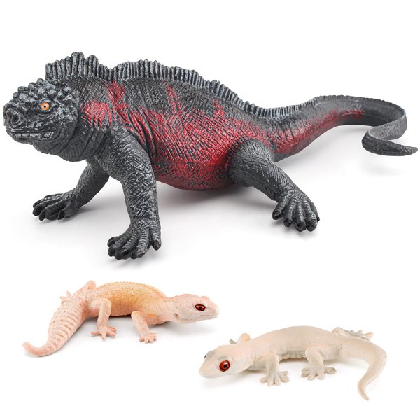 Atralo Service Lizard Wildlife Reptile Animal Model Toy Playsets 3 PCS Lizards Figure Party Favors Toys Cake Toppers Christmas Birthday Gift for Boys Girls Kids Toddlers