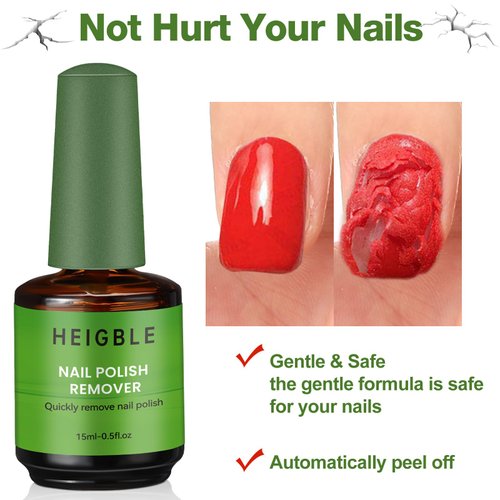 Heigble 6 Pack Gel Nail Polish Remover 15ml Gel Remover for Nails Within 3-5 Minutes Quickly and Easily Soak off Polish Remover