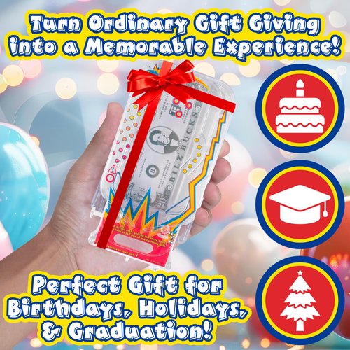 BILZ Money Puzzle for Cash, Gift Cards and Tickets - Money Maze - Perfect for Easter Baskets and Holiday Presents - Reusable Puzzle for Kids, Adults and All Ages - Cosmic Pinball