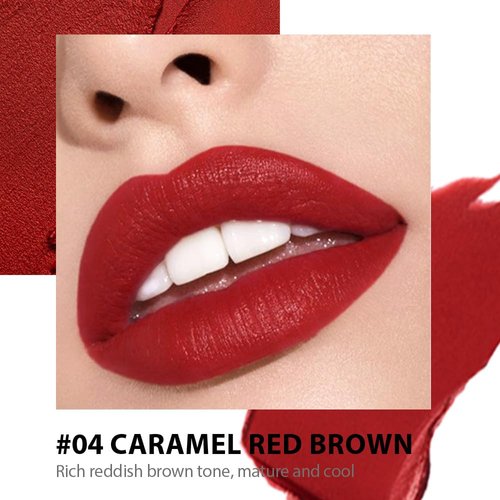 BINGBRUSH Moisturizing and Silky Velvet Lipstick Pack Set, Matte Longwear Waterproof Smooth Color Lip Crayon - Nourishing Lipstick Lipgloss Lip Stain (04#Caramel reddish brown)