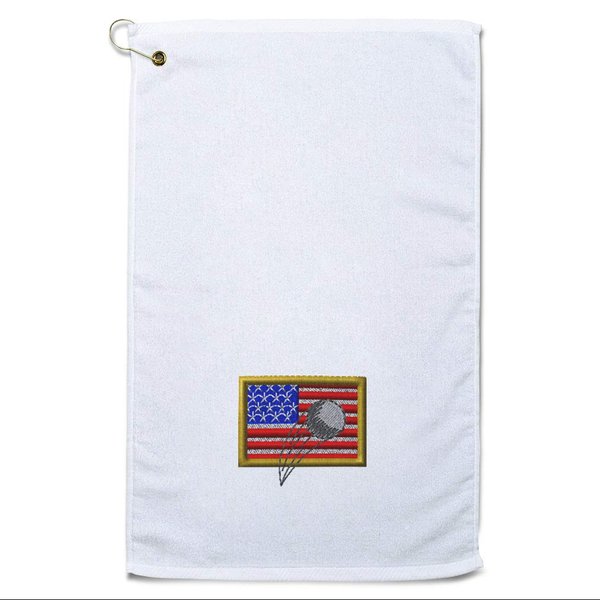 Style In Print Golf Towel USA Flag and Golf Ball Cotton Bag Accessories White