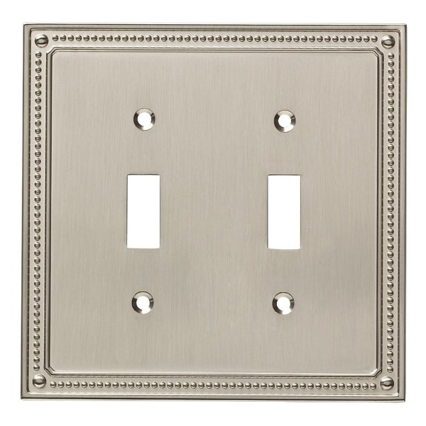 Franklin Brass Classic Beaded Wall Plate, Stain Nickel Double Decorator Outlet Cover, 1-Pack, W35061-SN-C