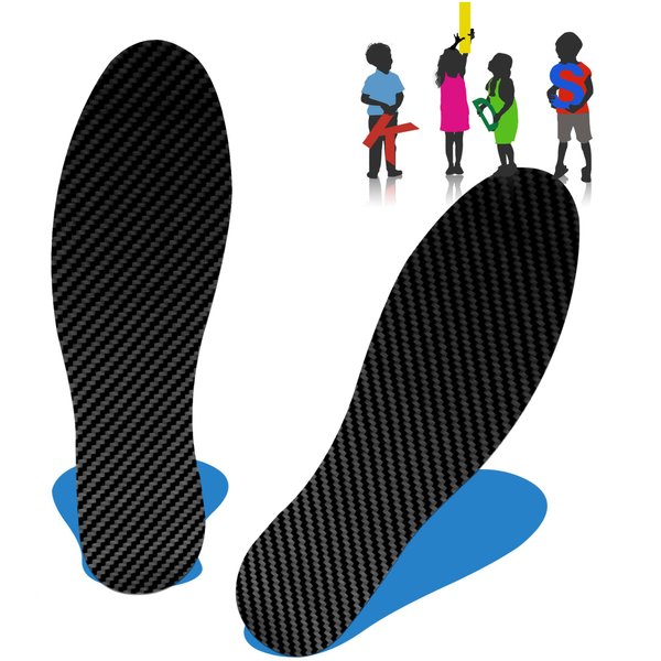 Kids Insoles - Carbon Fiber Insole for Children to Correct Walking Posture or Foot Health, Fit for Plantar Fasciitis and Seville's Disease Pain Relief, Toddlers and Big Kids, 1 Pair Kids Shoe Inserts