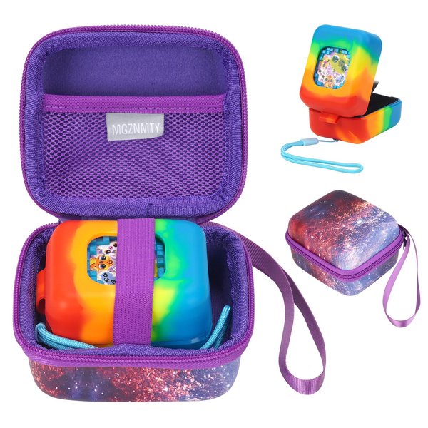 MGZNMTY Carrying Case and Silicone Case for Bitzee Magicals Interactive Toy Digital Pet and Case, Protective Skin Cover for New Bitsy Electronic Virtual Pet (Galaxy)