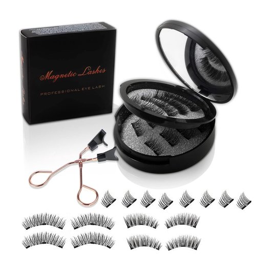 XYKJLIAO Magnetic Eyelashes without Eyeliner - Reusable Dual Magnetic lashes with 16 Pair, Looking Natural No Glue 3D False Eyelashes Kit with Applicator, Reusable & Waterproof False Eyelashes