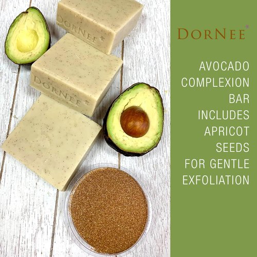 DorNeé Avocado Complexion Bar, Facial Bar, Oily Skin, Gentle Exfoliation, Natural, Made With Fresh Avocado Puree, Shea Butter, Essential Oil Blend (5 oz)