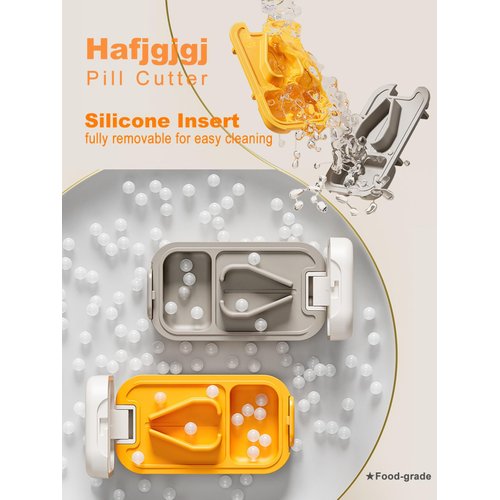 Hafigigi Pill Cutter Splitter for Small or Large Pills with Safety Lock - Accurate and Easy Travel-Friendly Design for Daily Use (Gray)