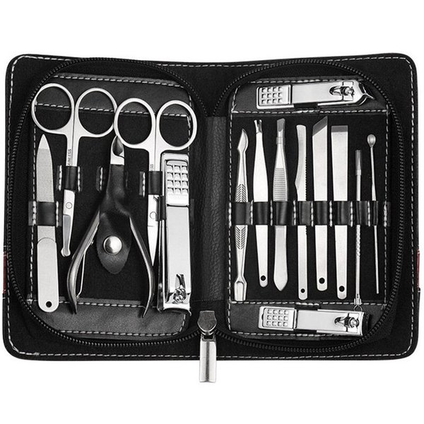 PhantomSky 15 Pcs Stainless Steel Manicure Pedicure Set Nail-Clippers Cleaner Cuticle Grooming Kit - Perfect Nail Scissors Tool Set for Professional and Daily Use