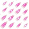 Press on Nails Extra Long Almond Tip Pink 3D Love Heart Design False Nails Artificial Acrylic Nails Pink Smudge Fake Nails 24Pcs Full Cover Reusable Coffin Nails Glue on Nails for Women Kit