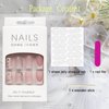 Medium Press on Nails Square Pink White Fake Nails Flowers Designs Stick on Nails Cute False Nails Stick on Nails for Women Girls Nail Decoration