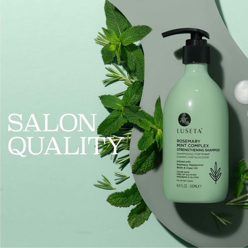 Luseta Rosemary Mint Strengthening Shampoo Moisturizing and Nourishing Damaged Hair Thickening Shampoo for Thinning Hair, Fortify Hair Strands and Reduce Frizz for All Hair Types, Sulfate Free 16.9oz