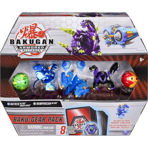 Bakugan Baku-Gear 4-Pack, Batrix Ultra with Baku-Gear and Ramparian Ultra, Collectible Action Figures