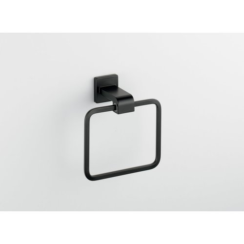 Delta 77546-BL Ara Wall Mount Square Closed Towel Ring Bath Hardware Accessory in Matte Black
