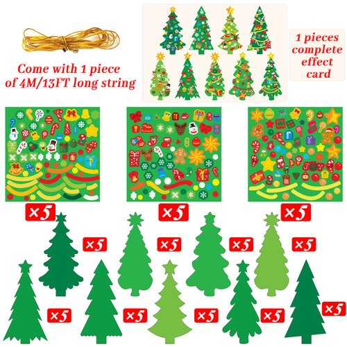 chiazllta 945Pcs DIY Christmas Tree Craft Kit Kids Holiday Art Making Craft with Stickers, Make Your Own Christmas Bookmark Xmas Party Favor Decoration Home Classroom Game Activities