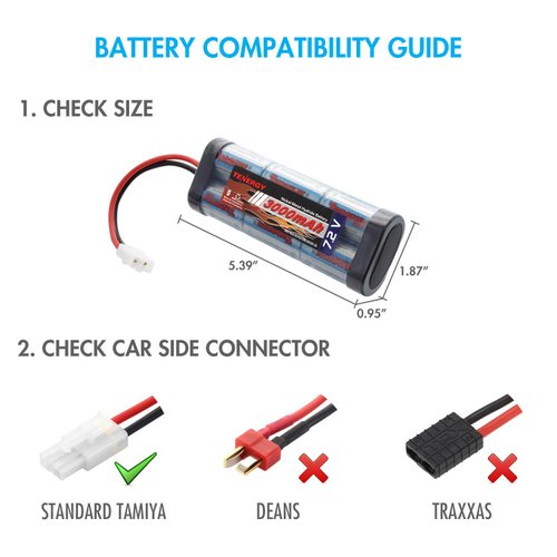 Tenergy 7.2V Battery Pack High Capacity 6-Cell 3000mAh NiMH Flat Battery Pack, Replacement Hobby Battery for RC Car, RC Truck, RC Tank, RC Boat with Standard Tamiya Connector