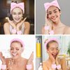 Ondder 10 Pcs Spa Headband and Wristband Set with Poder Puffs Spa Headband for Washing Face Makeup Headbands Pink Bubble Headband Skin Care Face Wash Sponge Puffy Head Bands Headband for Women Girls