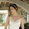 Rose Gold Bridal Headpiece Crystal Wedding Headband Hair Jewelry For Bride and Bridesmaid Hair Vine with Champagne Ribbon