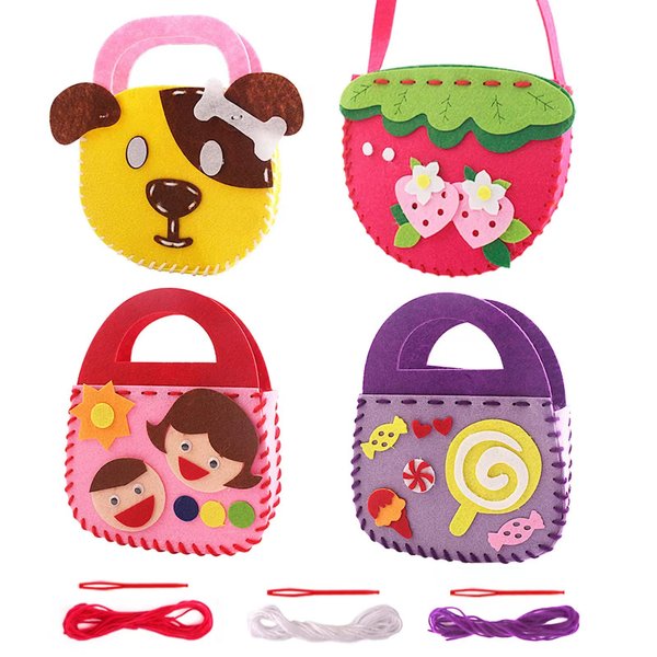 4 Pcs Toddler Arts and Crafts for Kids Ages 2 3 4 5 6 Years Old, Craft Kits for Sewing Sets, Preschool Educational Kids Toys Sewing Craft Kits for Kids DIY Art Craft Hand Play Set