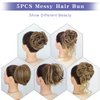FORCUTEU 5 PCS Messy Bun Hair Pieces Tousled Updo Hair Messy Curly Bun Hair Extension Ponytail Scrunchies Hairpiece with Elastic Band Accessories Set for Women Girls (Reddish Brown mix Natural Blonde)
