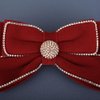 Wiwpar Rhinestone Red Velvet Bow Hair Clip Non-Slip Bowknot Hairpin Clips French Barrettes Hair Clips Ponytail Holder Christmas Prom Hair Accessories for Women Girls Kids Teens Birthday Gifts (Red)