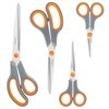Scissors Set of 4, Premium Stainless Steel Razor Blades, Ergonomic Semi-Soft Rubber Grip, Suitable for School, Office and Family Daily Use, 9.6''/8.5''/6.4"/5.4", Orange&Gray