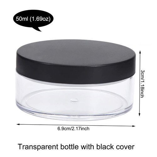 AKOAK Capacity 50 ml(1.69 oz) Empty Reusable Plastic Loose Powder Compact Container DIY Makeup Powder Case with Sifter and Lined Screw Lid,Pack of 6