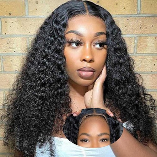 BEACIYA Wear and Go Glueless Wigs Human Hair Pre Cut Pre Plucked 250 Density 6x4 HD Lace Closure Wigs Human Hair No Glue Kinky Curly Wigs Human Hair for Black Women 24 Inch