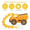 Baby Construction Vehicles Teething Toys,Food Grade Silicone Teether with One-Piece Pacifier Clip Holder,Shower Gift for 3 Months+ Boy and Girl,BPA Free,Freezer Safe. (Dump Truck)