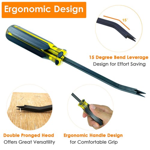 VERCCA Upholstery Staple Remover, Staple Puller, Upholstery Tools Staple Lifter with Double Pronged Head Nail Remover for Furniture Carpet Floor Carton Photo Frame Office 2pcs