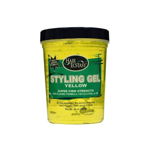 Hair Ecstasy Styling Gel 16oz Yellow Super Firm