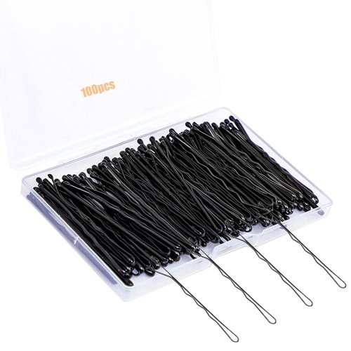 100Pcs Bobby Pins Black Hair Pins Kit for Women Girls Kids Premium Wavy Black Bobby Pins Hair Clips with Storage Box,Suitable for All Hair Types (Black, 2inch)