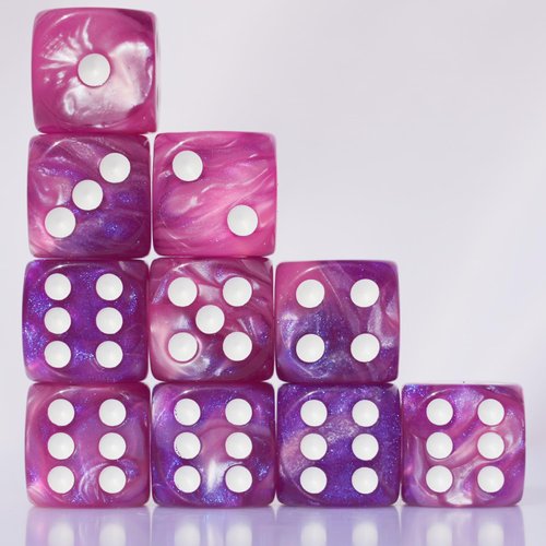 10 PC D6 dice 16mm Acrylic Dice Set for RPG MTG DND Dice Table Games and Board Games (Pink + Blue)