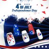 Mkwntg Independence Day Press on Nails Medium Square Fake Nails Glossy Red Blue American Flag Glue on Nails 4th of July Patriotic False Nails with Star Heart Design Acrylic Nails for Women Girls 24Pcs