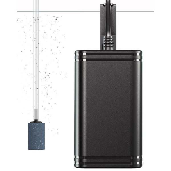 Pawfly Mini Aquarium Air Pump for 3-20 Gallon Nano Fish Tanks 15 GPH Oxygen Aerator Pump with Bracket Airline Tubing Air Stone Control Valve and Check Valve Accessories