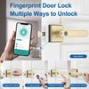 BIWIBON Fingerprint Door Lock, 5 in 1 Finger Print Door Knob with Smart APP/Fingerprint/IC Cards/Password/Backup Keys, Smart Door Knob with Keypad for Bedroom, Office, Apartment, Gold
