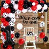 Holy Cow I’m One First Birthday Decorations Red and Black, Cow 1st Birthday Balloon Garland Arch Kit, Farm Animals Cow Balloons With One Highchair Banner One Year Old Party Supplies