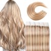 VINBAO 20 PCS Tape In Hair Extensions Real Human Hair Invisible Seamless Skin Weft Double Sided Tape Remy Human Hair Balayage Natural Long Straight (22inch, #18P613)