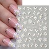5Sheet 5D Embossed Relief Nail Design Kit Flower Nail Stickers For Nail Art,White Daisy Nail Art Stickers Spring Summer Colorful Floral Nail Decals For Nail Art Black Jelly Blossom Petals Nail Sticker