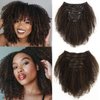 Caliee Kinky Curly Clip in Hair Extensions Real Human Hair for Black Women,Natural Hair Clip in Extensions 3C 4A Curly Clip ins Piano Dark to Brown Color 120g 7Pcs 10 Inch