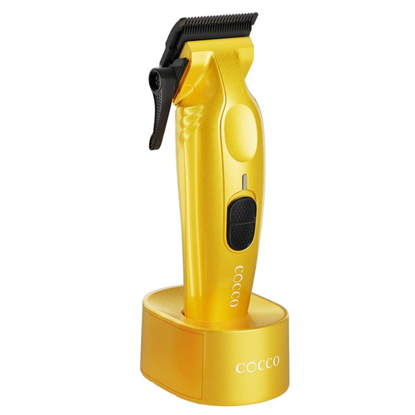 Cocco Hyper Veloce Pro Clipper, Digital Gap Ambassador Graphene Taper Blade Professional Hair Clippers, High-Torque BLDC Motor, All-Metal, Cordless, Charging Station Included, Yellow