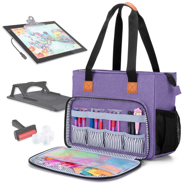 LUXJA Carrying Case for A4 Light Pad and Diamond Painting Accessories, Storage Bag for Diamond Painting Tools and Light Box (Fits for A4 Light Pad), Purple (Bag Only)