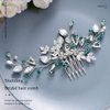 Easedaily Rhinestone Bride Wedding Hair Comb Silver Leaf Crystal Bridal Hair Piece Flower Hair Accessories for Women and Girls