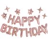 iPartycool 24pcs Happy Birthday Banner, Rose Gold Birthday Decorations, Happy Birthday Balloon, Birthday Party Decorations Happy Birthday Sign with 6pcs Star Balloons for Girls Birthday Party Supplies
