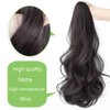 Anbuwei Claw Clip Ponytail Extension Synthetic Curly Wavy Clip in Hair Pieces 18 Inch Long Pony Tails Hair Extensions for Women (Natural Black)