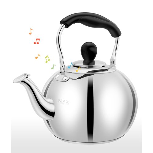DclobTop Stove Top Whistling Tea Kettle 2.5 Quart Classic Teapot Mirror Polished Culinary Grade Stainless Steel Teapot for Stovetop
