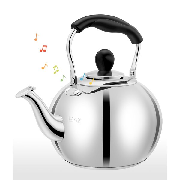 DclobTop Stove Top Whistling Tea Kettle 2.5 Quart Classic Teapot Mirror Polished Culinary Grade Stainless Steel Teapot for Stovetop