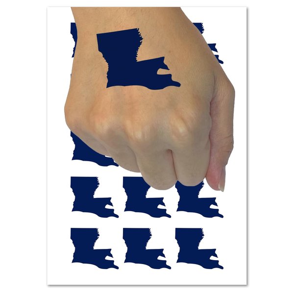 Louisiana State Silhouette Temporary Tattoo Water Resistant Fake Body Art Set Collection - 54 1" Tattoos (1 Sheet)